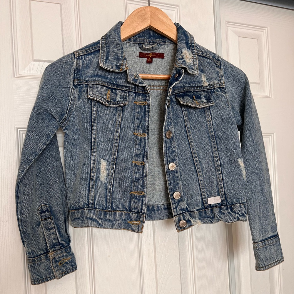 7 For All Mankind Blue Denim Girls Jacket size S